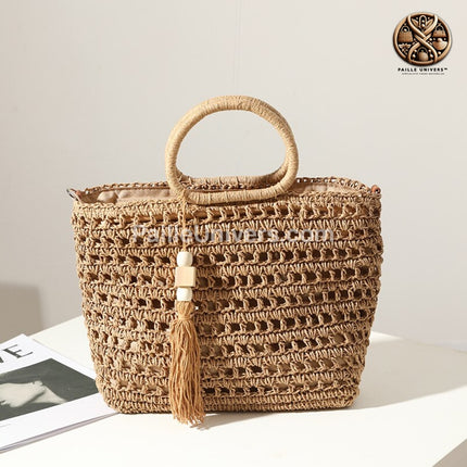 Sac De Plage Raphia Brun