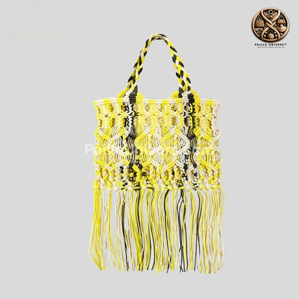 Sac De Plage Tendance Jaune Plage En Osier