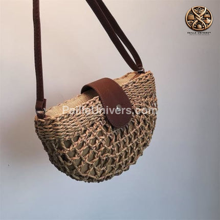 Sac Demi-Lune En Osier Raphia Kaki Sac Osier