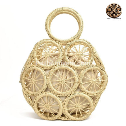 Sac En Osier Rond Beige Sacs