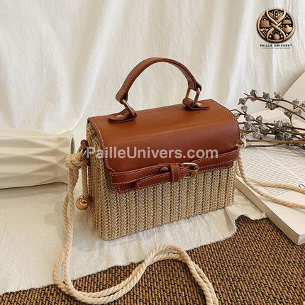 Sac En Osier Vintage Marron