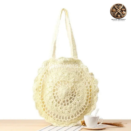 Sac En Paille De Plage Femme Blanc Rond