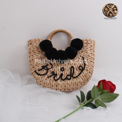 Sac En Paille<Br> Fait Main Créatrice Noir