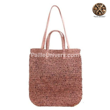 Sac En Paille Plage Bohème Rose En Paille