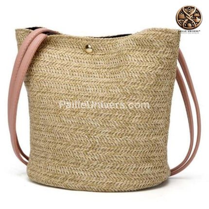 Sac En Paille Qui Se Ferme Rose Sac Osier