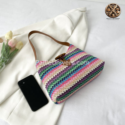 Sac En Raphia Crochet Rose