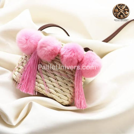 Sac Fille En Paille Rose