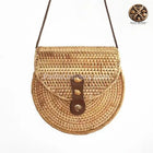 Sac Rond En Paille Doublure Fleur