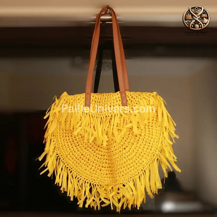 Sac Rond En Paille Jaune