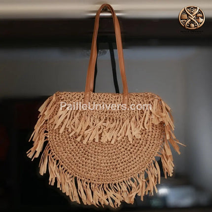 Sac Rond En Paille Marron