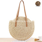 Sac Rond En Paille Plage Beige