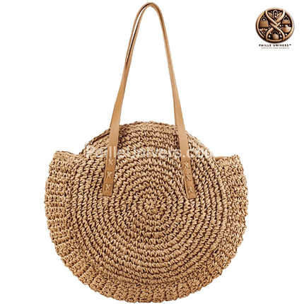 Sac Rond En Paille Plage Brun