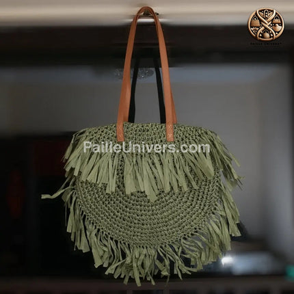 Sac Rond En Paille Vert