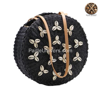 Sac Rond Osier Coquillage Noir Sacs En