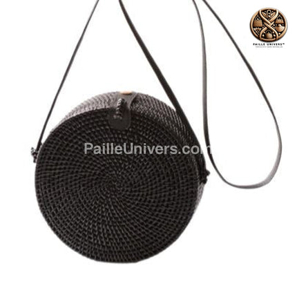 Sac Rond Osier Noir Pochette