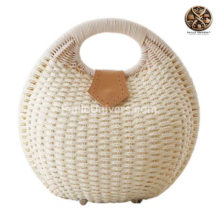 Sac Rond Osier Paille Blanc En