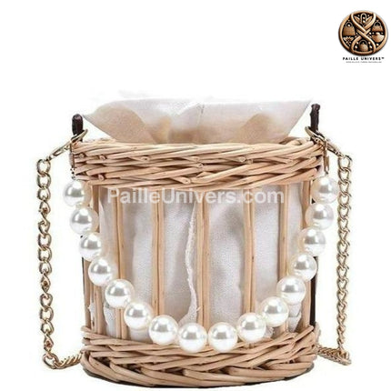 Sac Rond Osier Perles En