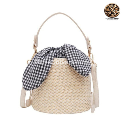 Sac Rond Osier Vichy Beige En