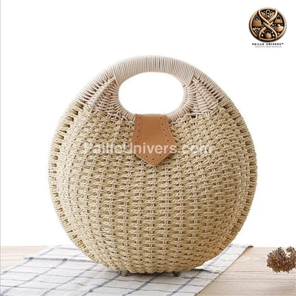 Sac Rond Paille Bohème Beige