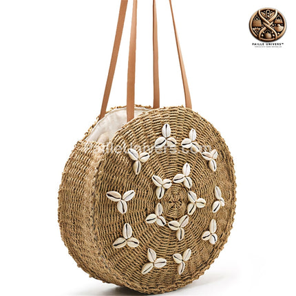 Sac Rond Paille Coquillage