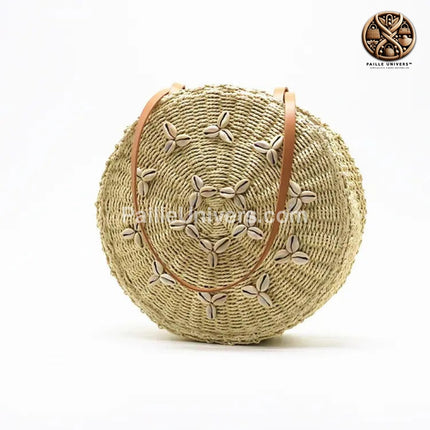 Sac Rond Paille De Plage Beige