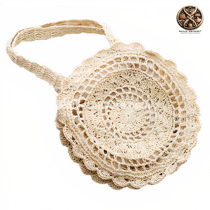 Sac Rond Paille Dentelle