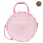 Sac Rond Paille Rose