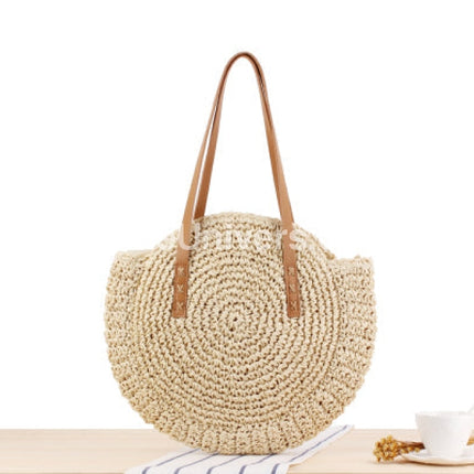 Sac Rond Raphia Beige