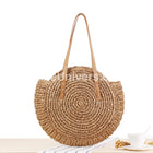 Sac Rond Raphia Marron