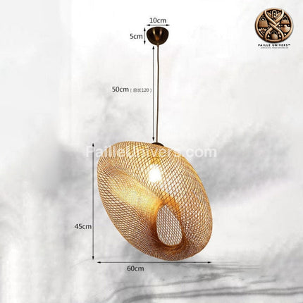 Suspension Bambou Design Luxe 60*45Cm Cable De 50Cm Luminaire