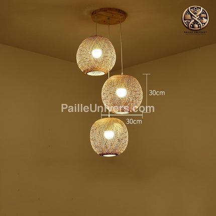 Suspension Rotin 3 Lampes Suspensions